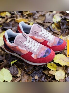 inkkas Red & Pink Mixed-Media Women's Sneakers